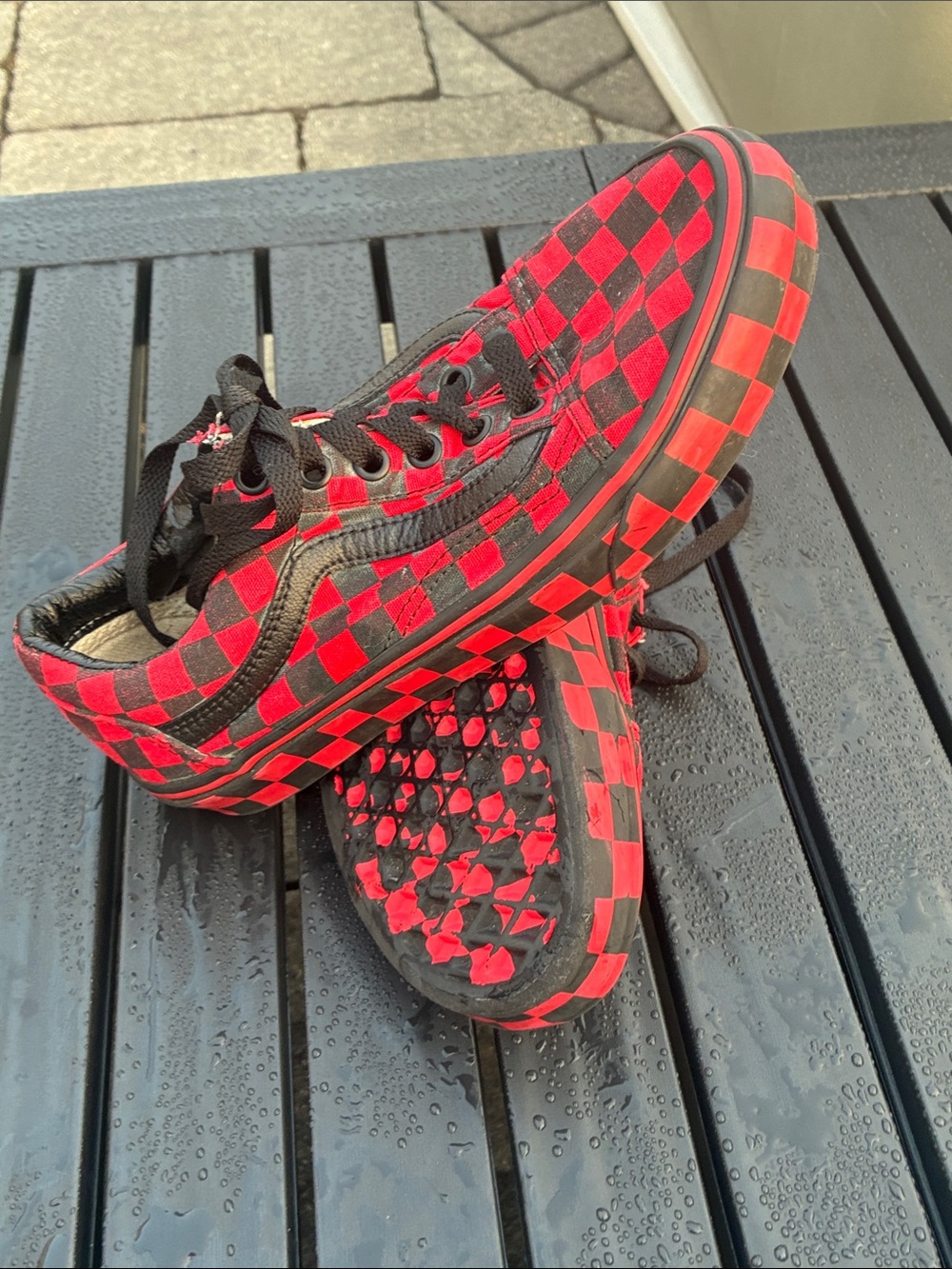 Women’s Vans Red and Black Checkerboard Skater Sneakers 6.5 - Picture 4 of 9